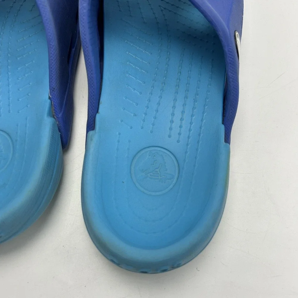 Disney Crocs Sandals Boys 2 Slide Youth Junior Blue Mickey Cut Out